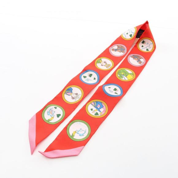 HERMES Authentic Red Silk Scarf - Picture 5 of 6